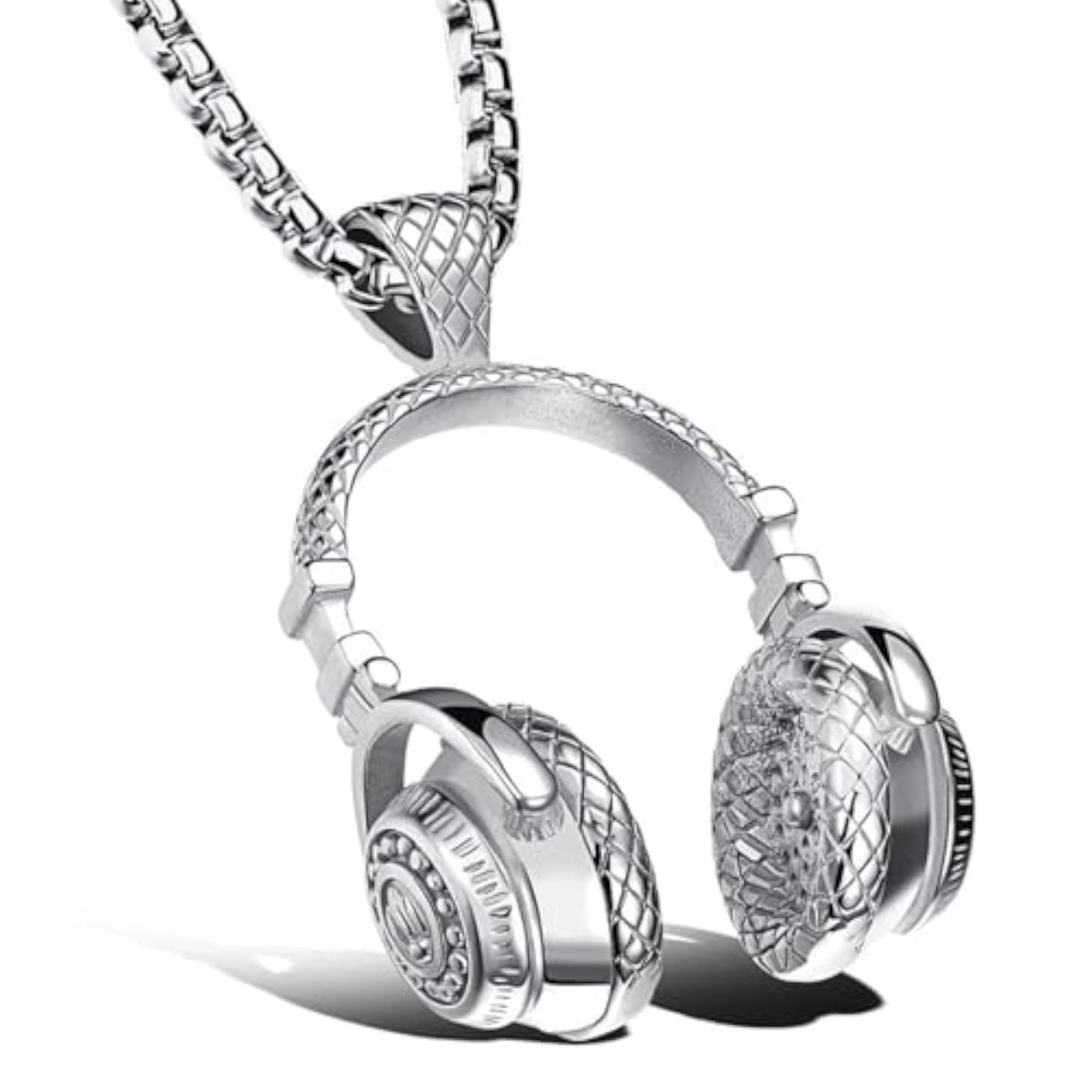 Titanium Steel Headphone Pendant Necklace, 24 Inch